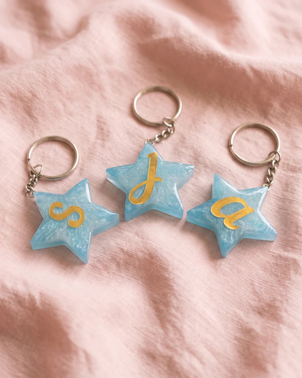 Initial Keyrings — Hearts, Stars, Clouds or Letters