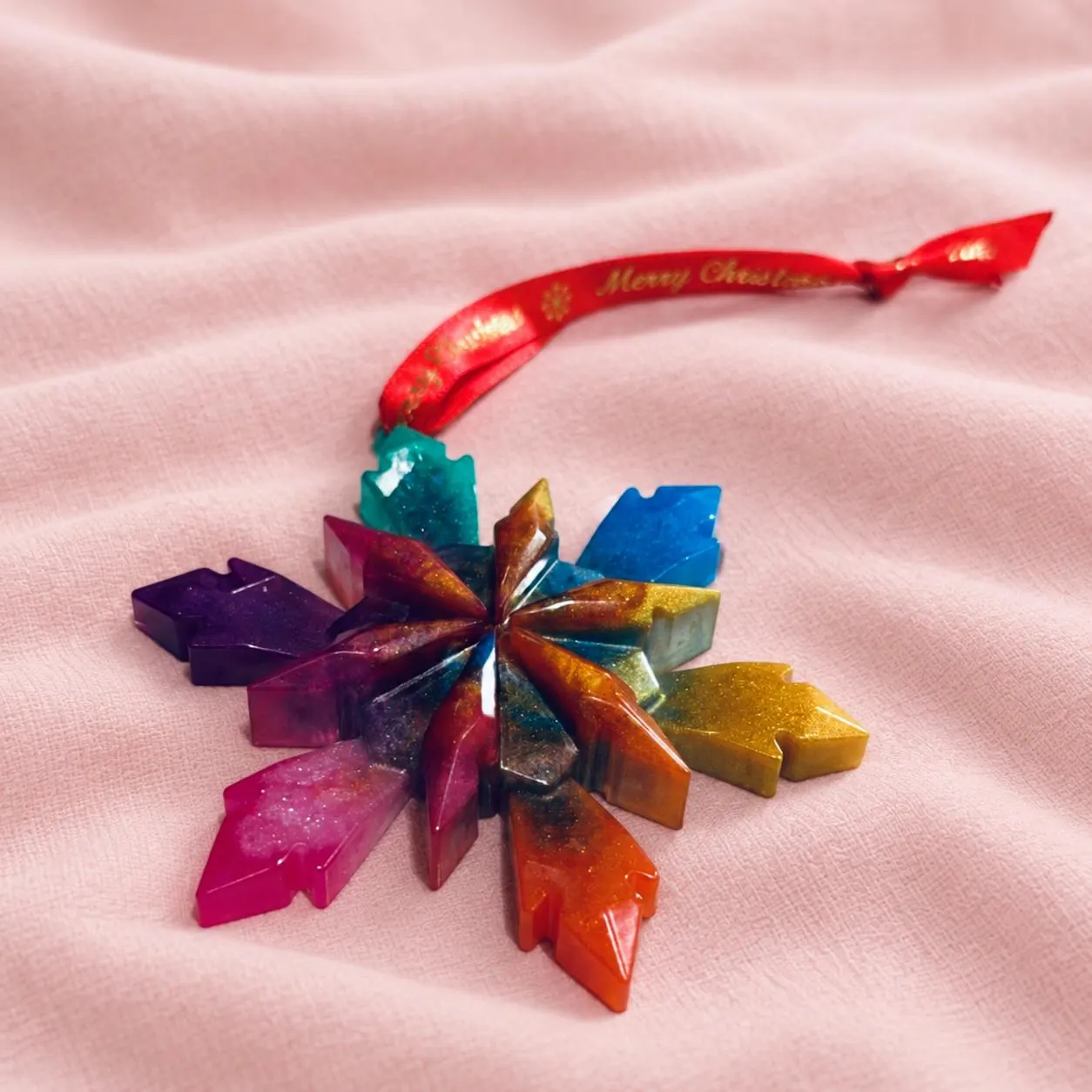 Handmade Resin Christmas Star Decoration – Six Colour Festive Tree Ornament