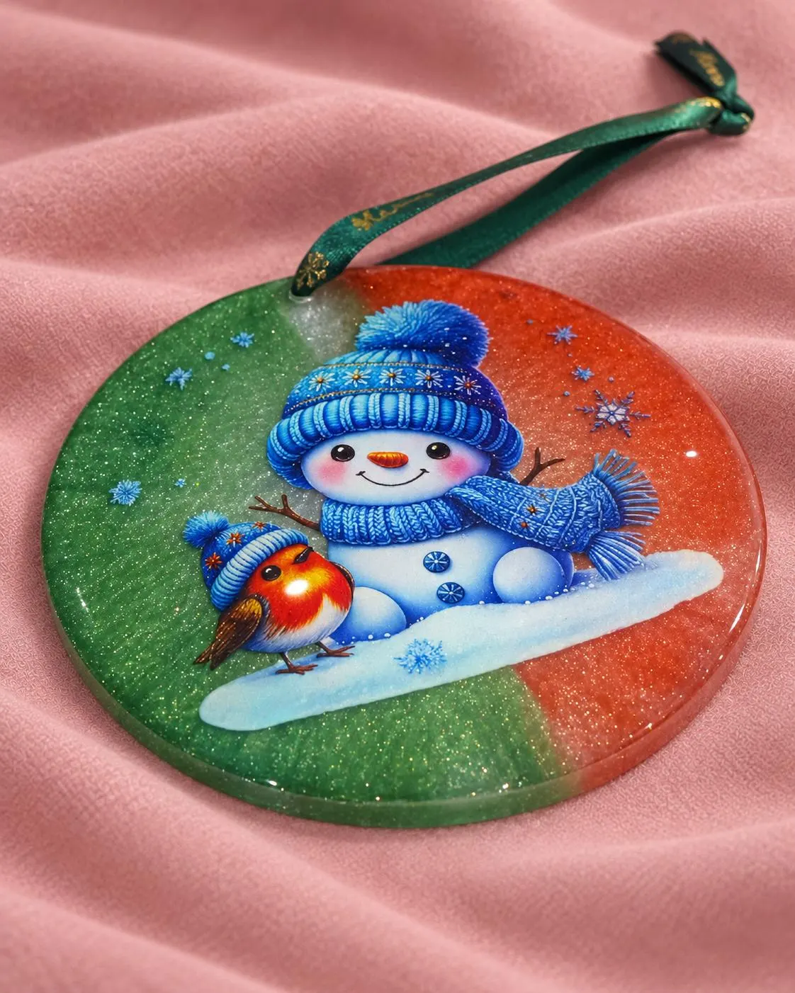 Handmade Resin Snowman Christmas Ornament – Festive Christmas Tree Decoration