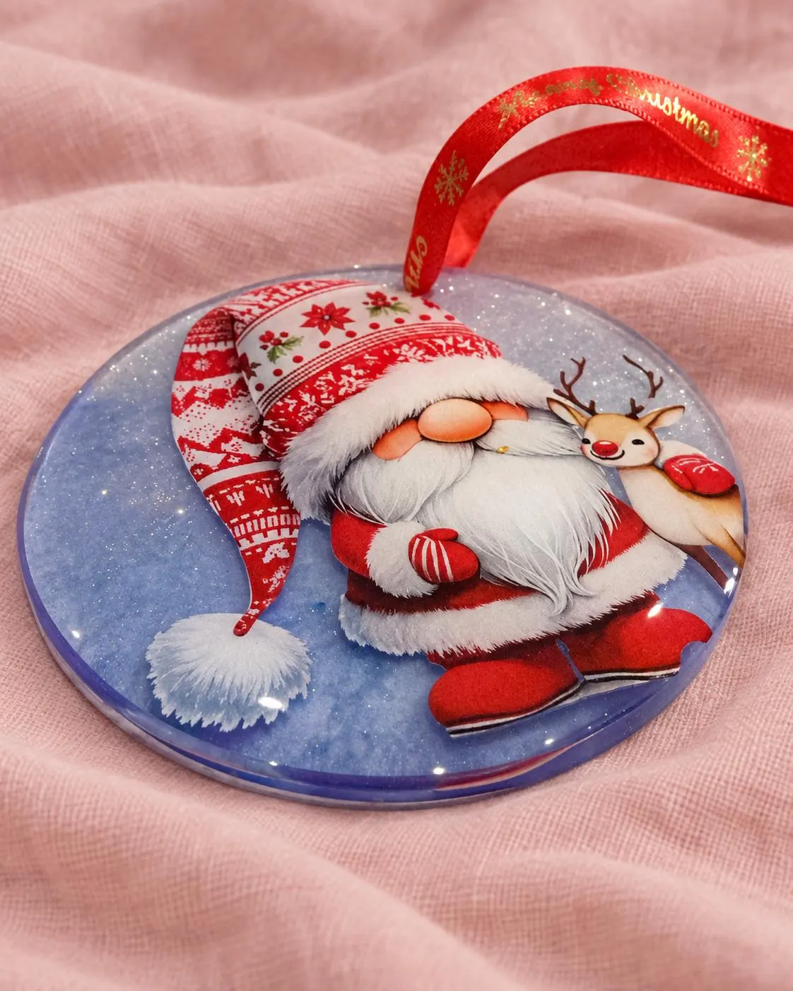 Handmade Resin Gnome Christmas Ornament – Festive Christmas Tree Decoration